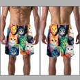 thumbnail image 3 of luoweisi Men's Beach Shorts Quick Dry Swim Trunks with Mesh Lining Cartoon Cat S, 3 of 5