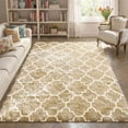 thumbnail image 2 of Pentantan Shag Area Rug, 8ft x 10ft Geometric Soft Fluffy Rugs for Living Room Bedroom Indoor Carpet, Camel & White, 2 of 7