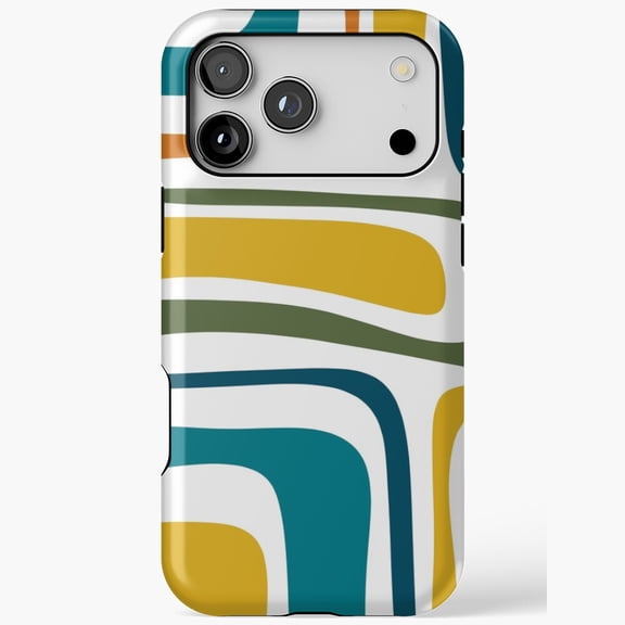 Midcentury Modern Abstract Teal Art iPhone Case 17 11 12 13 14 15 16 Pro Max