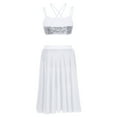 thumbnail image 2 of MSemis moily Big Girls Sequins Lyrical Dance Outfit Strappy Crop Top with Skirted Bottoms Latin Ballroom Dress, 2 of 7