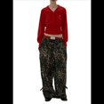 thumbnail image 3 of Cárdigan Corto de Larga con Cuello en V y Abertura Frontal para Mujer, Camisa de Otoño con Botones. Vino Tinto M, 3 of 10
