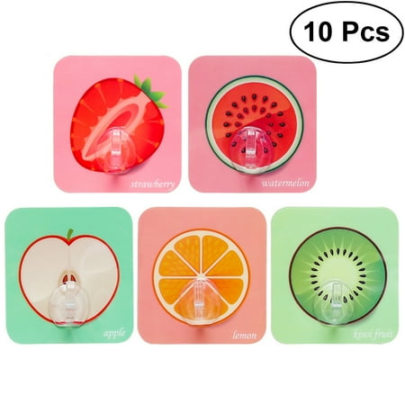 

10pcs/Pack Fruit Pattern Strong Sticky Hooks Hangers Organizer Wall Hanging Self-adhesive Stroage Hook Stick On Heavy Duty Hook f
