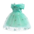 thumbnail image 5 of gljltg Children Embroider Princess Dress Gown Puff Sleeve Baby Girl Bowknot Dress, 5 of 9