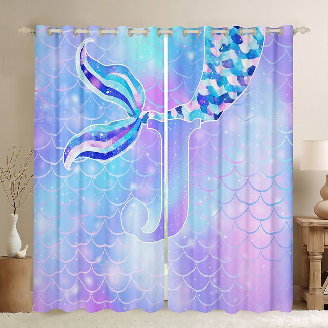 Erosebridal Rideaux Lettre Initiale J Lot de 2 (38x54), Rideaux Occultants Kawaii Sirène 30 %-50 %, Décoration Princesse Rêveuse