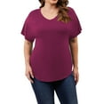 thumbnail image 4 of DDLUYY 3 Pack Women’s Plus Size Tops Tunic Short Sleeve V Neck Shirts Casual Soft Blouse 1X-5X, 4 of 8