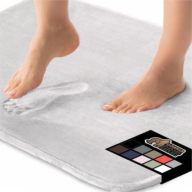XUCP-GORILLA GRIP Thick Memory Foam Bathroom Mat, Soft Absorbent Bathtub Mats, Durable Underside, Machine Washable Quick Dry Bathmat Rug, Shower and Tub Floor Rugs, Bath Accessories, 61x43 cm, Soft G
