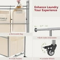 thumbnail image 5 of Laundry Hamper with Hanging Rack, Laundry Sorter 4 Sections, 4 Basket Butler with Lockable Wheels and Removable Bag, Rolling Laundry Cart for Bedroom, Beige, 5 of 14