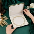 thumbnail image 3 of 19cm Square PU Leather Pearl Necklace Box Luxury Soft Touch Claimond Veins Lining Necklace Box Jewelry Storage Gift Case Dark Green Wedding Jewelry Organizer Display Case for Pendant, 3 of 9