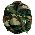 thumbnail image 2 of Men's Casual Sweatshirt American Camouflage Print Round Neck Long Sleeve Half Pullover for Winter Outdoor Wear,Army Green,L, 2 of 4