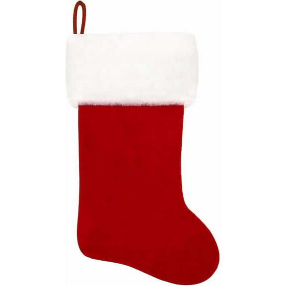 20 Inches Christmas Stockings Red Velvet with White Super Soft Plush Cuff Xmas Stockings Classic Personalized Stocking Decorations for Family Holiday Season Décor Red Dad