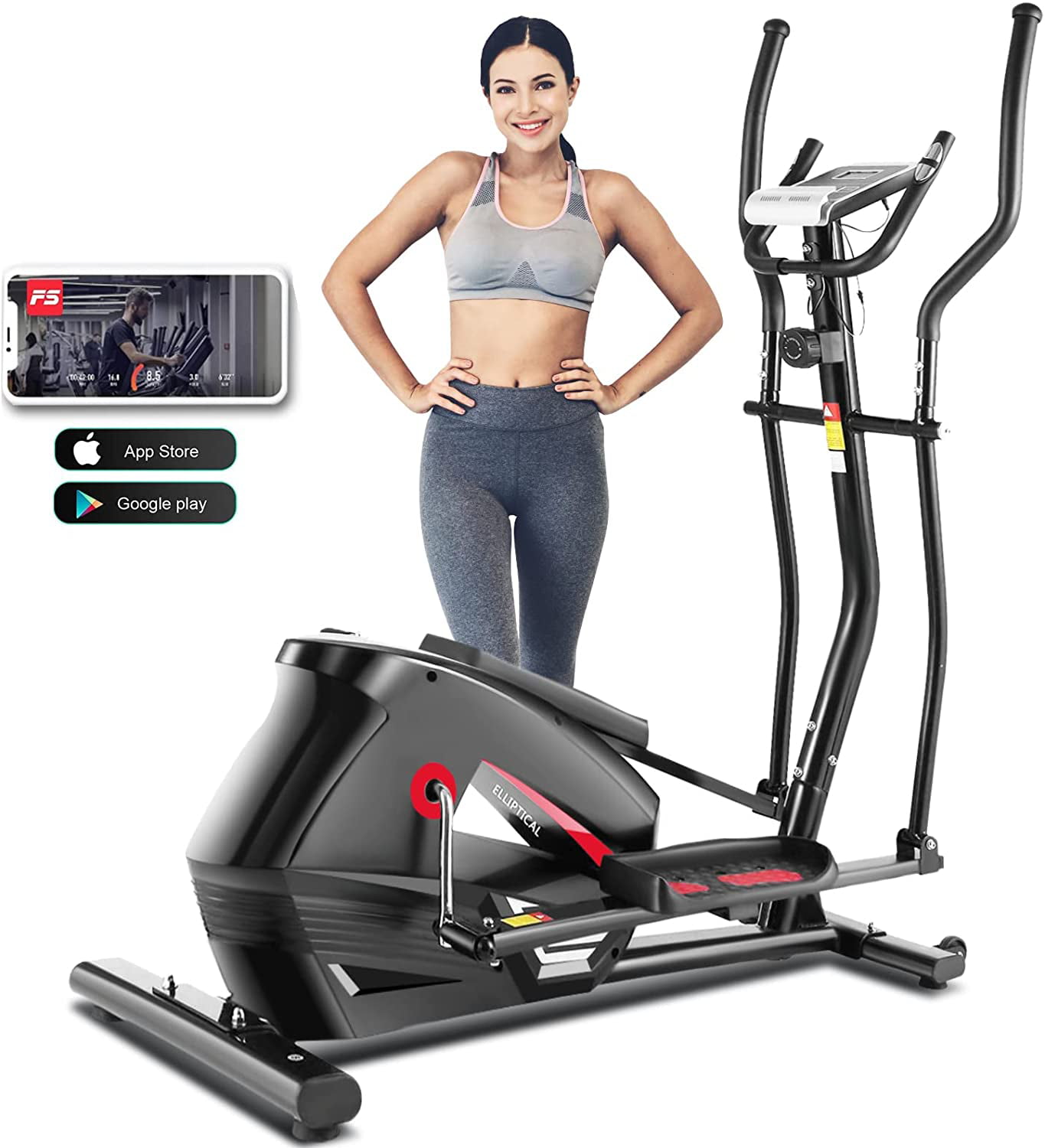 ANCHEER APP Elliptical Machine 2022 Newest Magnetic Elliptical Machine for Home Use with Adjustable 10 Level Magnetic Resistance for Indoor Fitness Gym Workout Max Weight Capacity 390Lbs 