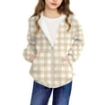 thumbnail image 5 of Ugoldhm Girls Plaid Zip-Up Hoodie Soft Flannel Lined Jacket, Cozy Casual Sweatshirt with Pockets, 5 of 8