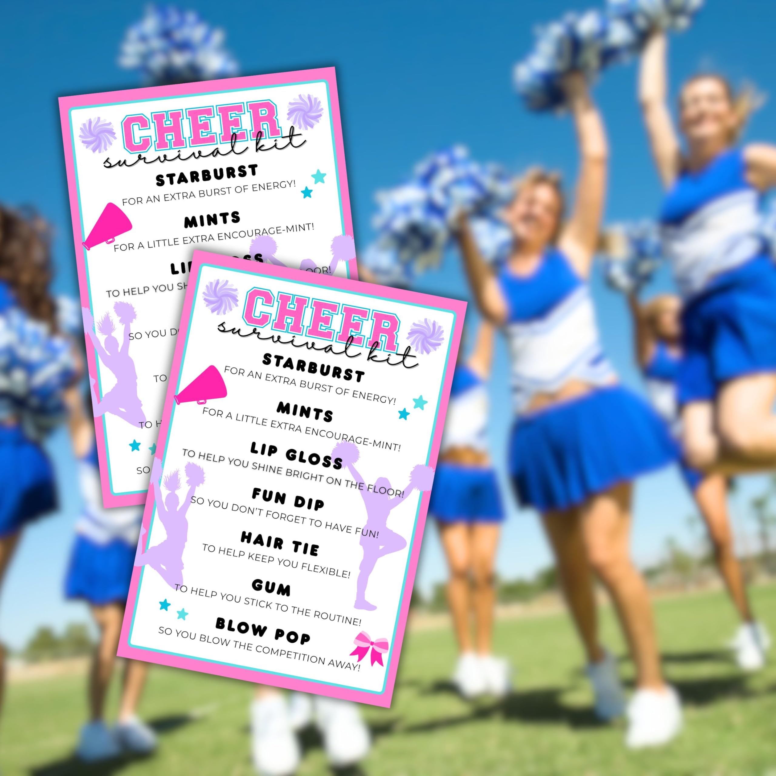 Cheer Team Survival Kit Cards 30pk 4x6 List Tag Labels Emergency