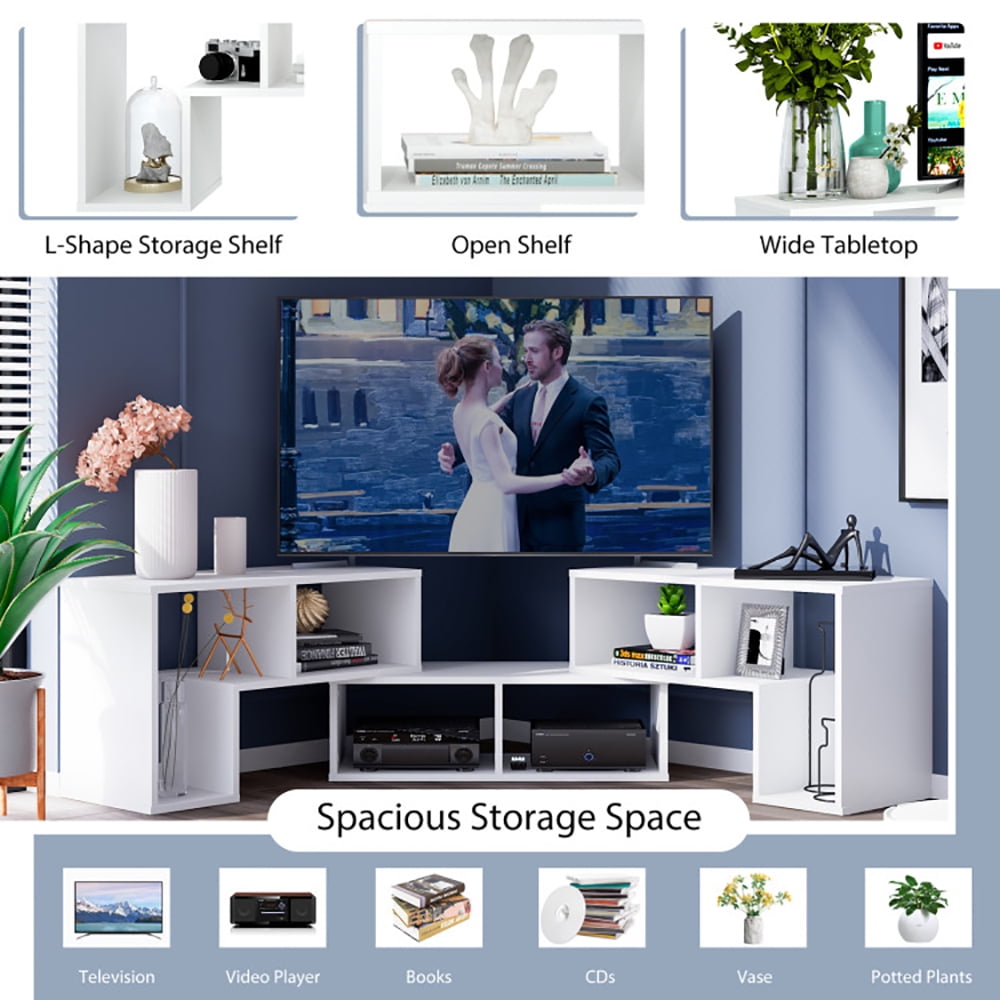 Finihen TV Stand, TV Cabinet, 3 Pieces Adjustable TV Stand for TVs up to 65 Inch with Shelves, for Living Room, Bedroom, White
