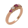 thumbnail image 1 of LBG British Made Classic Solid 9k Rose Gold Natural Ruby & Opal Womens band Ring - 33 size options - Size 5.25, 1 of 6