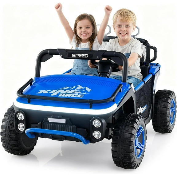 OLAKIDS 24V 2 Seater Ride on Car UTV with Extra Large Seat, Remote Control, Shock Absorbers, Lights, Bluetooth, Storage for Kids Ages 3-8