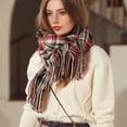 thumbnail image 6 of Prolriy Scarf for Women Autumn and Winter Colorful Plaid Shawl Thickening Warm Fringe Scarf Womens Scarf Red, 6 of 8