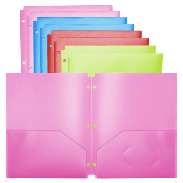 Tashkummy Plastic Folders with Pockets,Plastic School Folders with 3