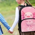 thumbnail image 4 of Yuyamidu Axolotl Backpack for Kids with Lunchbox 3rd Grade Elementary School Bag and Lunch Bag Pencil Case Water Bottle Pouch Cute Children Bookbag Set of 4 Pink Book Bag for Girls 6-8, 4 of 7