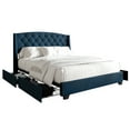 thumbnail image 3 of Castle Place Velvet Platform Bed, King Size, Navy Blue with Storage, 3 of 10