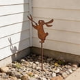 thumbnail image 5 of Rusted Metal Bunny Garden Stakes for Outdoor Planters and Patio Decor, Weatherproof Iron Easter and Spring Yard Markers Set, 5 of 6