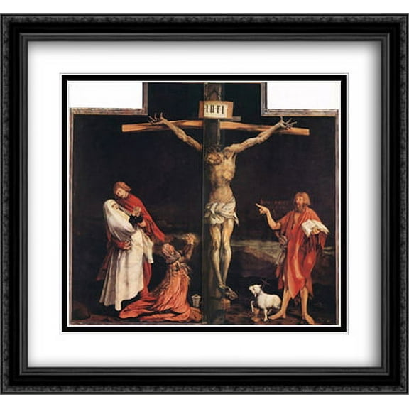 The Crucifixion 2x Matted 30x28 Large Black Ornate Framed Art Print by Grunewald, Matthias