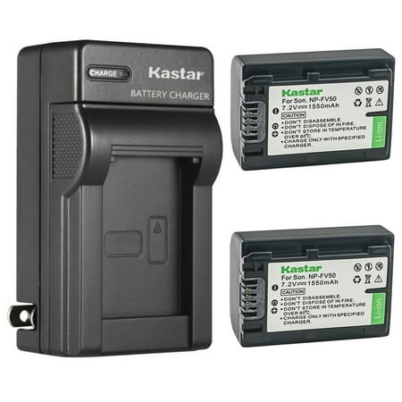 Kastar 2-Pack Battery and AC Wall Charger Replacement for Sony NP-FV30 NP-FV40 NP-FV50 NP-FV70 NP-FV70A NP-FV90 NP-FV100 Battery Sony BC-TRV BC-VH1 AC-VQH10 Charger