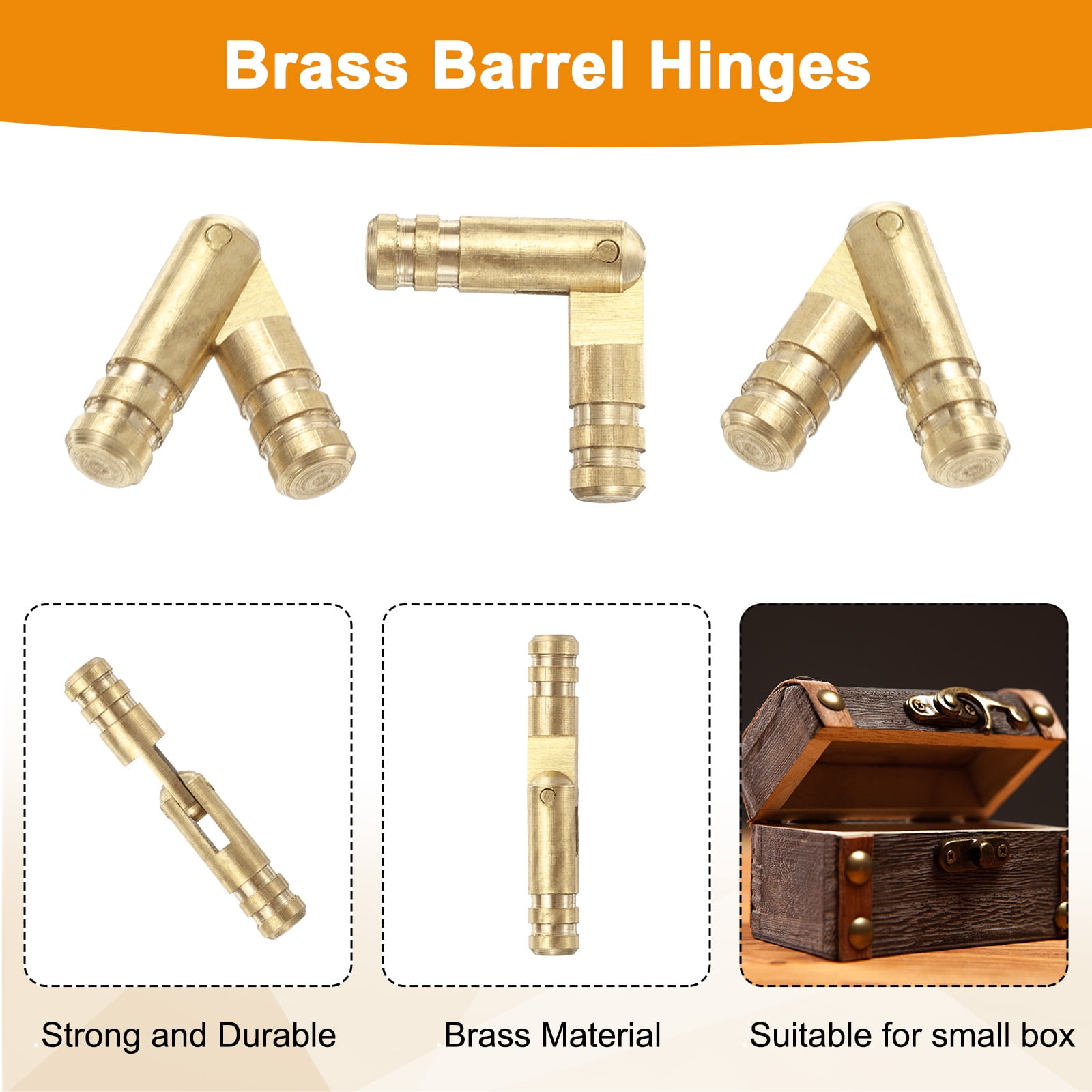 Unique Bargains Invisible Barrel Brass Hinges for Concealed Applications 4x25mm Gold