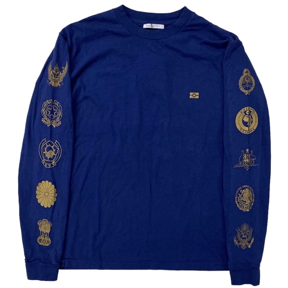 John Elliott Men's Global Entry University Oversized Long Sleeve Tee T-Shirt in Navy (0 (X-Small), Global Entry)