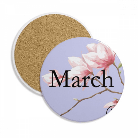 

Lovely Peach Blossom March Pattern Coaster Cup Mug Tabletop Protection Absorbent Stone
