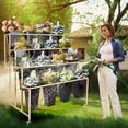 thumbnail image 3 of Flower Display Stand with Buckets, Metal Flower Pot Stand, Florist Bouquet Shelf for Wedding, Party, Events, 3 of 8