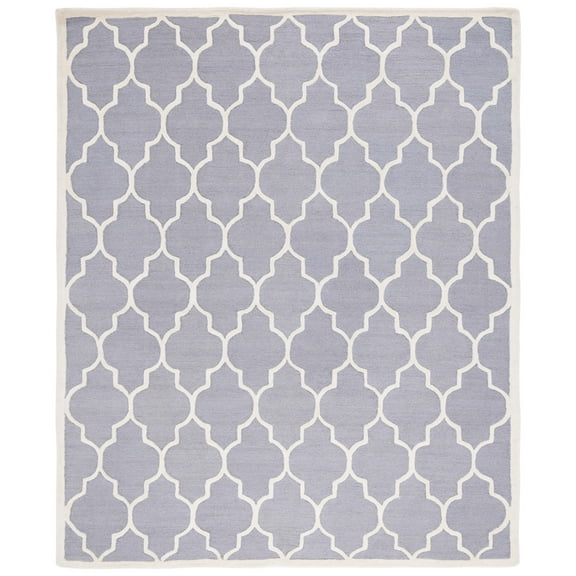 SAFAVIEH Cambridge Kevin Geometric Wool Area Rug, Silver/Ivory, 9' x 12'