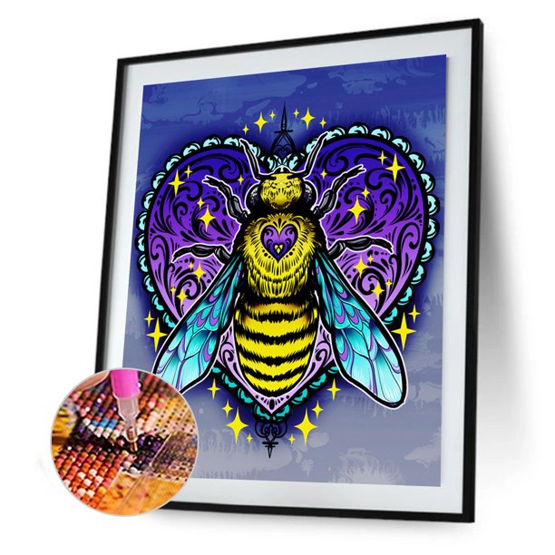 Cuadros Decorativos 5D bricolaje taladro redondo completo diamante pintura púrpura cuidado abeja dibujo Sywqhk Nuevos Originales