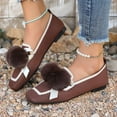 thumbnail image 2 of Brown Women'S Slip-On Flats With Playful Pom Pom Detail, Breathable Mesh Material, Ideal For Spring And Summer Casual Wear, 2 of 9