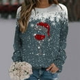 thumbnail image 2 of Nmnitkp Long Sleeve Shirts for Women Comfortable and Warm Christmas Print Ugly Sweaters for Women,Festival Party Pullovers Comfy Soft Sweater Cute Santa Head Pattern Blouse Tshirt Tops, 2 of 5