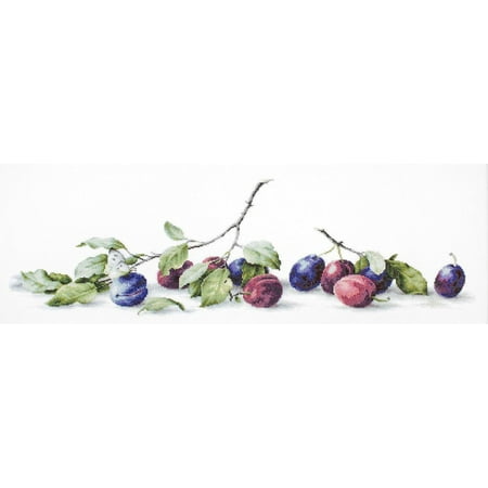 UPC: 4840746012877 | Counted Cross-Stitch Kit Plums B2257L Needlework Easy Small Green Blue By Luca-S Canvas Cotton