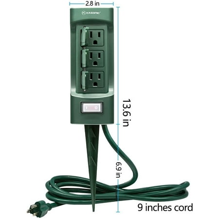 Outdoor Power Stake Kasonic 6 Double Sided With Weatherproof Safety Flip Covers 9 Ft Extension Cord Canada Outdoor Power Stake Kasonic 6, Outdoor Power Strips