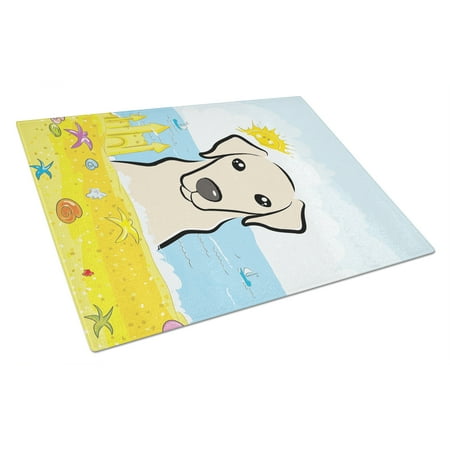 

Caroline s Treasures Yellow Labrador Summer Beach Glass Cutting Board Large