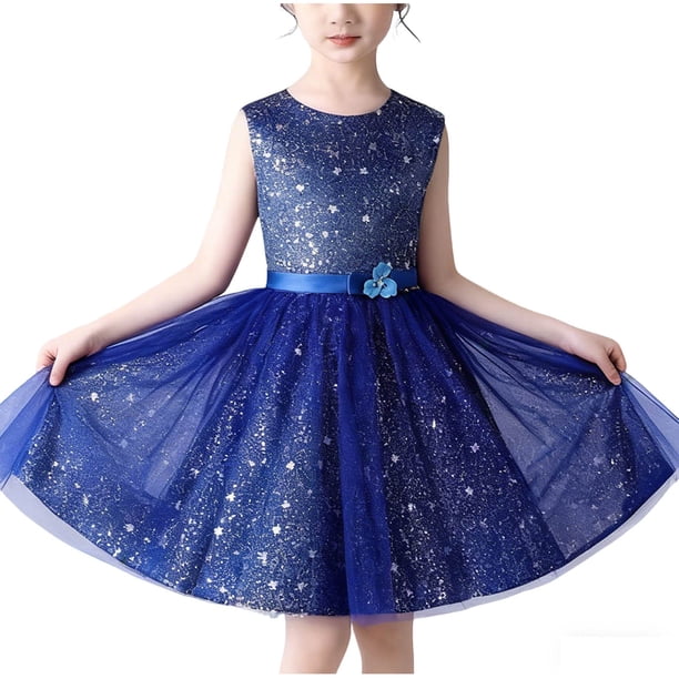 Odeerbi 4-15 Años Niñas Lentejuelas Brillante Vestido de Tulón Lindo Sin Mangas Cintura Arco Vestido de Tanque de Línea Para La Boda de La Fiesta de Cumpleaños