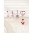 5pcs Fashion Y2K Butterfly HeartShaped Zircon Navel Ring Set For Women