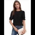 thumbnail image 3 of Blusa de Verano para Mujer, con Encaje de Crochet, Ojales, Bordada, de Corta, Color Negro, Talla XXL, 3 of 9
