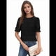 thumbnail image 3 of Blusa de Verano para Mujer, con Ojales, Encaje de Crochet, Bordada, Corta, Abullonada, Negra, Talla M, 3 of 9