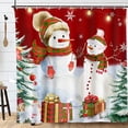thumbnail image 2 of Christmas Shower Curtain Snowman Merry Christmas Shower Curtains for Bathroom Red Winter Farmhouse Bathroom Home Decor 72X72in, 2 of 7