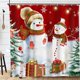 thumbnail image 2 of Cortina de ducha navideña con diseño de muñeco de nieve y Feliz Navidad para baño, color rojo, estilo granja invernal, decoración del hogar, 182,88 x 182,88 cm, 2 of 7