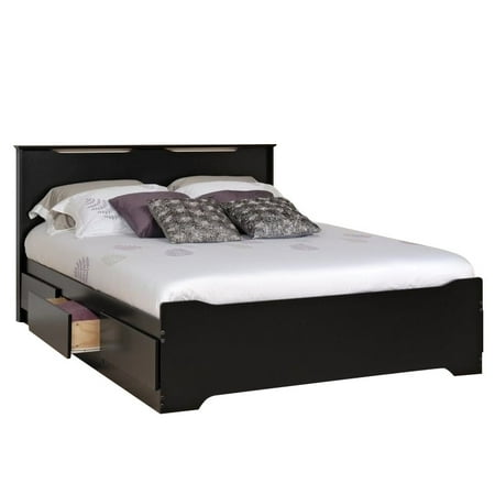 queen bed platform storage headboard prepac coal harbor frame beds walmart