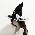 thumbnail image 4 of Slccxzc Witch Pointed Hats, Lace Bow Wizard Hat, Wide Brim Pointed Cap for Women Princess Lolita Witch Headwear Halloween Party Hat, 4 of 7