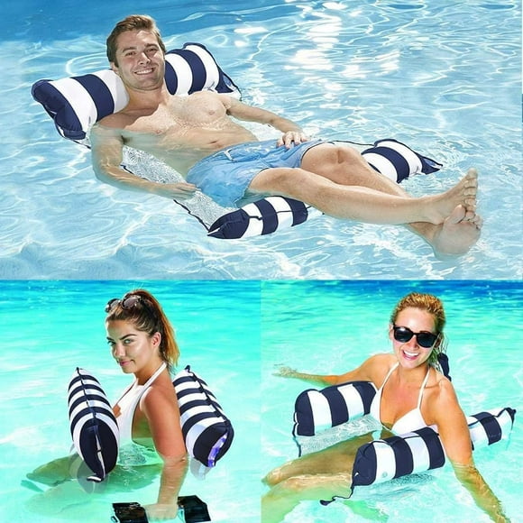 Inflatable Pool Floats for Adults ,Portable Floating Water Hammock Pool Floaties with a Manual Air Pump, Multi-Purpose Inflatable Hammock