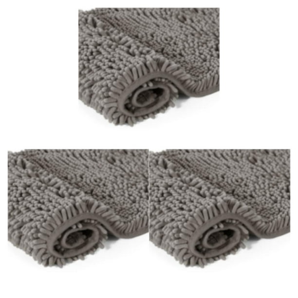 Naiovety Alfombrilla lavable a máquina con alta capacidad de absorción Exquisita chenilla hecha a mano Baño seguro Gris profundo 24 * 36 Type1 NO1