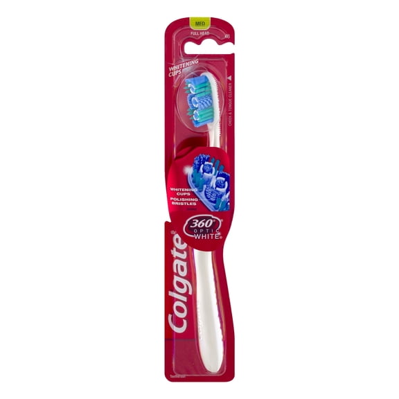 Colgate 360 Optic White Full Head Adult Toothbrush, Medium - 1 Ea