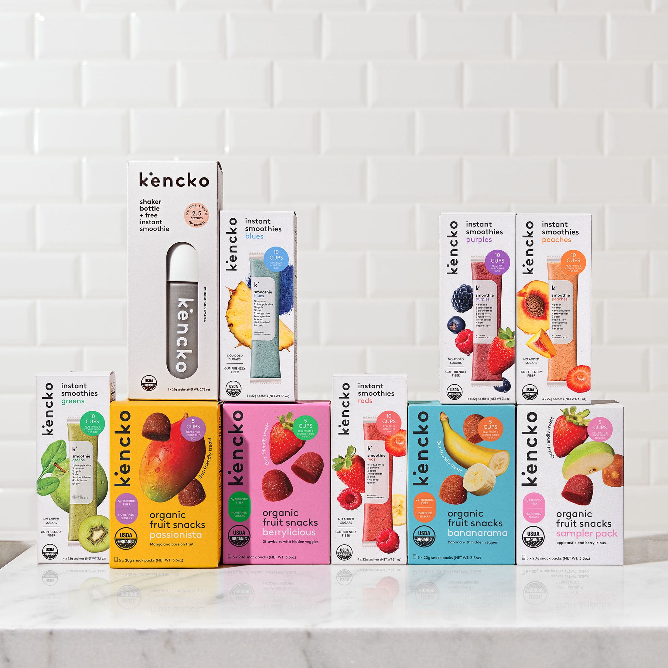 Kencko Organic Fruit Snacks Variety Pack, Berrylicious and Appletastic, 3.5oz, 5 Pack
